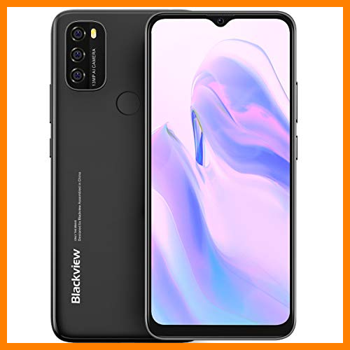【 Mejor precio en oferta de 】✔️️ Android 11 Teléfono Blackview A70, Pantalla HD+ 6.5'', 8.3mm Delgado&Liviano, Batería Masiva 5380mAh, Smartphone Octa Core 3GB 32GB,13MP+5MP,Dual SIM Móvil 4G,Desbloqueo Facial&Huella Digital Negro