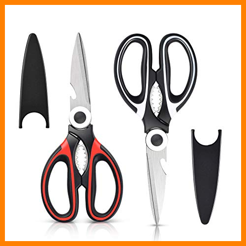 【 Mejor precio en oferta de 】✔️ Tijeras de Cocina multifunción(Pack de 2),Acero Inoxidable,con Funda Protectora para Cuchilla,Usado para Cortar Pollo, Pescado, Carne, Vegetales, Hierbas