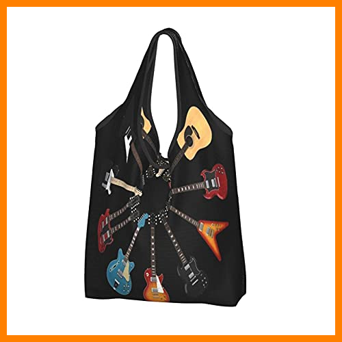 【 Mejor precio en oferta de 】✔️️ MSINCUDJ Bolsos de la compra para las mujeres Bolsos de hombro plegables reutilizables Bolsos de la compra-Guitarra Circle Dya