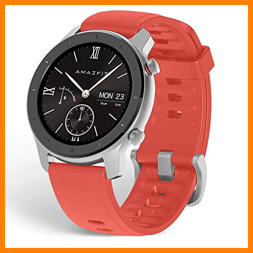 【 Mejor precio en oferta de 】✔️️ Amazfit GTR 42 Smart Watch con frecuencia cardíaca durante todo el día y seguimiento de la actividad Reloj inteligente duración de la batería ultra larga-Rosa