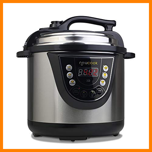 【 Mejor precio en oferta de 】✔️ NEWCOOK Olla Programable Newcook 3D Ollas a Presión Eléctrica, 10 Menús, 1000W, Capacidad 6L, Programable 24 h, Preserva el Calor, Efecto Presurización, Sistema Duopresión, Cubeta 100% Antiadherente