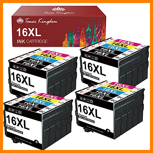 【 Mejor precio en oferta de 】✔️ Toner Kingdom Cartucho de Tinta Compatible para Epson 16XL 16 XL para Workforce WF2510 WF2630 WF2760 WF2530 WF2520 WF2540 WF2750 WF2660 WF2650 WF2010 (8 Negro, 4 Cian, 4 Magenta, 4 Amarillo)