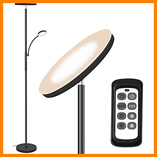 【 Mejor precio en oferta de 】✔️ Totofac Lámpara de Pie Dimmer, 27W lámpara principal + 7W Lampara de lado,3 Temperaturas de Color con Control Remoto y Táctil,para Sala de Estar, Dormitorio