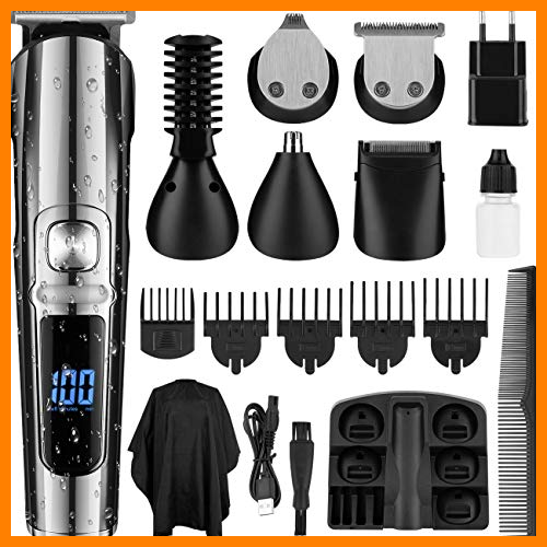 【 Mejor precio en oferta de 】✔️ SUERW Maquina Cortar Pelo, 5 en 1 Cortapelos Hombre de Precisión para Hombres Cortadora para Hombres Maquina de Afeitar , Pantalla LED, 4 * Accesorios de Peine