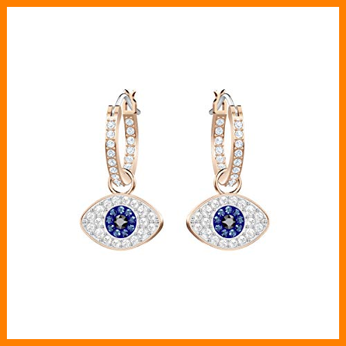 【 Mejor precio en oferta de 】✔️ Swarovski Pendientes de aro Swarovski Symbolic Evil Eye, azul, baño en tono oro rosa