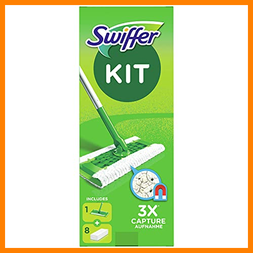 【 Mejor precio en oferta de 】✔️ Swiffer Mopa + 8 Recambios Secos, Kit, Ideal para Suelos de Madera, Cerámica y Vinilos