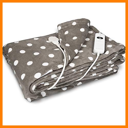 【 Mejor precio en oferta de 】✔️ Navaris Manta eléctrica con termostato - Colcha XXL lavable 180 x 130 CM - Manta térmica con regulador de temperatura 3 niveles - Gris con puntos