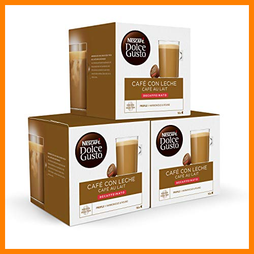 【 Mejor precio en oferta de 】✔️ Nescafé DOLCE GUSTO CAFÉ CON LECHE DESCAFEINADO - Pack de 6 x 16 cápsulas - Total: 96 Cápsulas