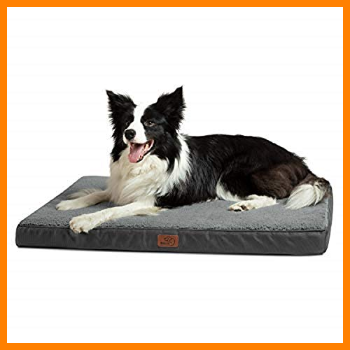 【 Mejor precio en oferta de 】✔️ Bedsure Cama Perro Grande Ortopédica - Colchón Perro Lavable Verano L, Desenfundable con Espuma De Caja De Huevos, 91x68x7.6 cm, Gris