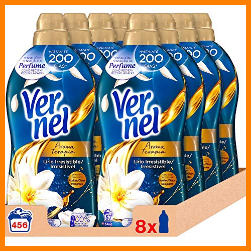【 Mejor precio en oferta de 】✔️ Vernel Suavizante Concentrado para la Ropa Aromaterapia Aceite de Jazmín y Lirio - Pack de 8x1140ml, Total 456 Lavados (9.12 L)