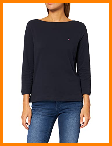 【 Mejor precio en oferta de 】✔️ Tommy Hilfiger Za New Tilly Boat-nk tee 3/4 Slv Camiseta, Capitán del Cielo, L Alto para Mujer