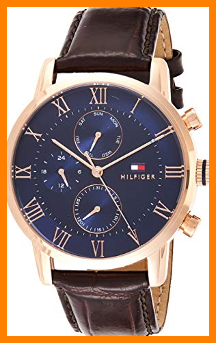 【 Mejor precio en oferta de 】✔️ Tommy Hilfiger Reloj Multiesfera para Hombre de Cuarzo con Correa en Cuero 1791399