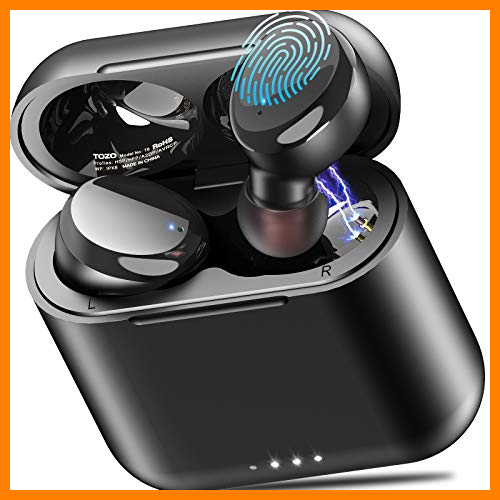 【 Mejor precio en oferta de 】✔️ TOZO T6 Auriculares Bluetooth 5.0 Auriculares Inalámbricos Control Táctil con estuche de carga y micrófono Integrado, Sonido Premium con Graves Profundos para Correr y Hacer Deporte Negro