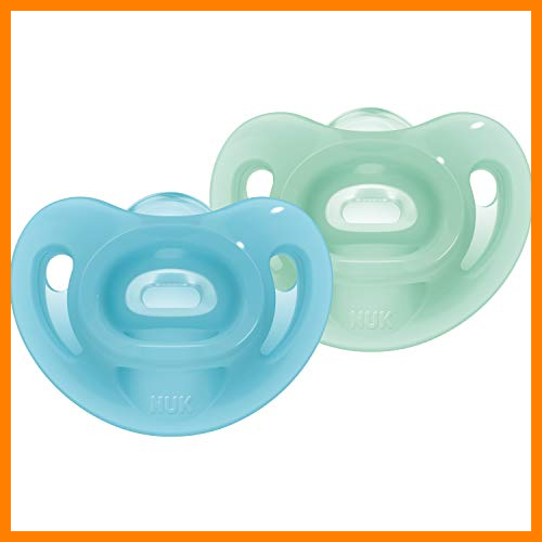 【 Mejor precio en oferta de 】✔️ Nuk Sensitive Chupete 6-18 meses, 100 % silicona para piel delicada, sin BPA, azul y verde, 2 unidades