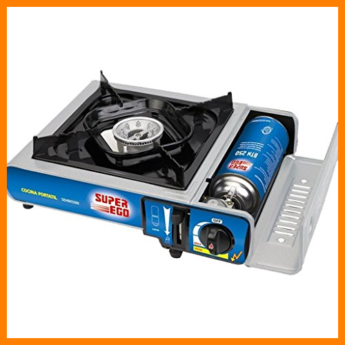 【 Mejor precio en oferta de 】✔️ SUPER EGO SEH003300 Cocina cartucho gas portátil, Gris, 34x9x26 cm