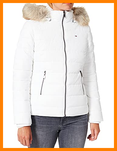 【 Mejor precio en oferta de 】✔️ Tommy Jeans TJW Essential Hooded Jacket Chaqueta, White, S para Mujer