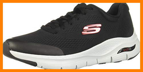 【 Mejor precio en oferta de 】✔️ Skechers Arch Fit, Zapatillas Hombre, Negro (Black/Red), 44 EU