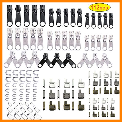 【 Mejor precio en oferta de 】✔️ Anyasen 112 Piezas Reemplazo de cremallera Kit de reparación de cremalleras Reparación de Cremallera Juego de repuesto cremallera deslizante para Reparación de cremalleras