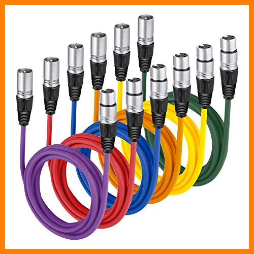 【 Mejor precio en oferta de 】✔️ Neewer XLR macho a XLR hembra Micrófono de color- Cables Cables de goma apantallado, balanceado Cables (Verde, Azul, Púrpura, Rojo, Amarillo y Naranja), 6-Pack 6.5 ft/2 m