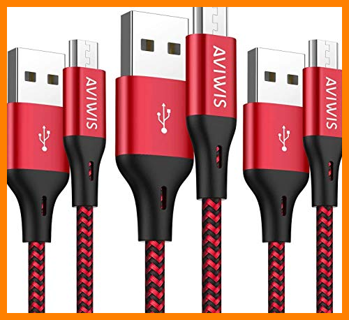 【 Mejor precio en oferta de 】✔️ AVIWIS Cable Micro USB [3Pack 2M] 3A Carga Rápida Cable Android Nylon Movil Cables Cargador Micro USB Compatible con Samsung Galaxy S7 S6 Edge S5 J7 J5 J3 A10 A6, Huawei, HTC, Kindle -Rojo