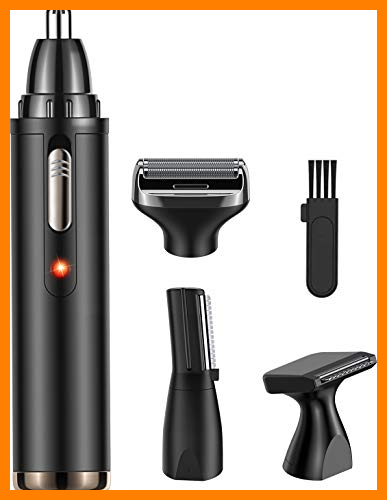 【 Mejor precio en oferta de 】✔️ Babacom Cortapelos Nariz y Orejas, 4 en 1 Multifuncional Recortador Pelos Nariz/Orejas/Ceja/Barba, USB Recargable Grooming Set Recortadora Barba con Cabezas de Reemplazode Acero Inoxidable Impermeable