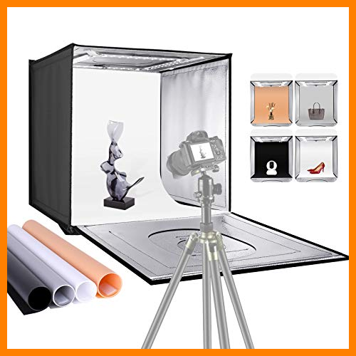 【 Mejor precio en oferta de 】✔️ Neewer Caja Luz Foto Estudio 20 "x 20" Tienda Luz Disparo Brillo Ajustable Plegable Portátil Mesa Profesional Kit de Iluminación Fotografía 80 Luces LED 4 Colores Fondos