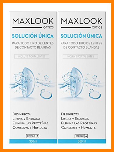 【 Mejor precio en oferta de 】✔️ Maxlook Solución Única Para Lentes de Contacto Blandas Pack 2x360ml