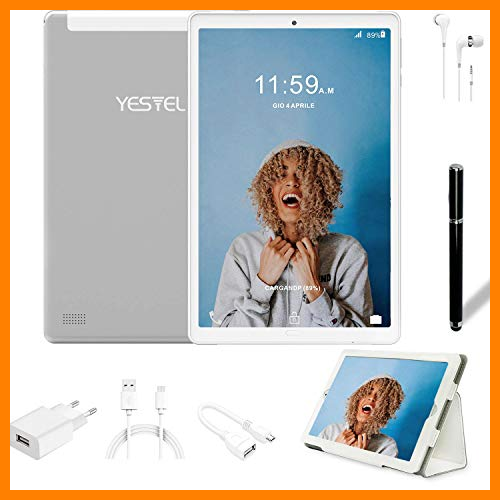 【 Mejor precio en oferta de 】✔️ Tablet 10.0 Pulgadas YESTEL Android 8.0 Tablets con 3GB RAM & 32GB ROM, 5.0 MP + 8.0 MP HD la Cámara y 8000mAH-plata