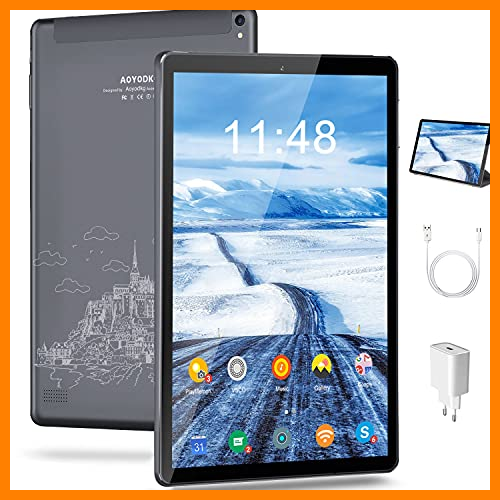 【 Mejor precio en oferta de 】✔️ Tablet 10.1 Pulgadas Android 10 ，5G WiFi, 4GB RAM+64GB ROM/128GB Escalables - Certificación Google GMS, Quad-Core 1.6GHZ,Batería 6000mAh, 800 * 1280 IPS, WiFi|Bluetooth|FM|Type-C (Gris)
