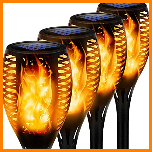 【 Mejor precio en oferta de 】✔️ Swonuk Llama Solar Luces, Luces Solares Al Aire Libre, Parpadeo Solar Bailando Luces de la Antorcha A Prueba de Agua Lluminación del Paisaje de Atardecer Encendido/Apagado Automático(4 pcs)