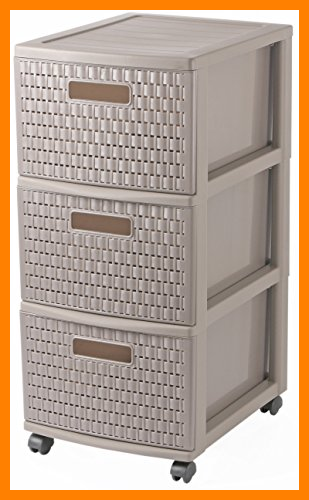 【 Mejor precio en oferta de 】✔️ Sundis Tour 3 TIROIRS Taupe Country Torre de Ordenación con 3 Cajones Gran Talla Capuccino-con Ruedas 360º para Facilitar su Desplazamiento-Diseño Natural Aspecto Mimbre, A4