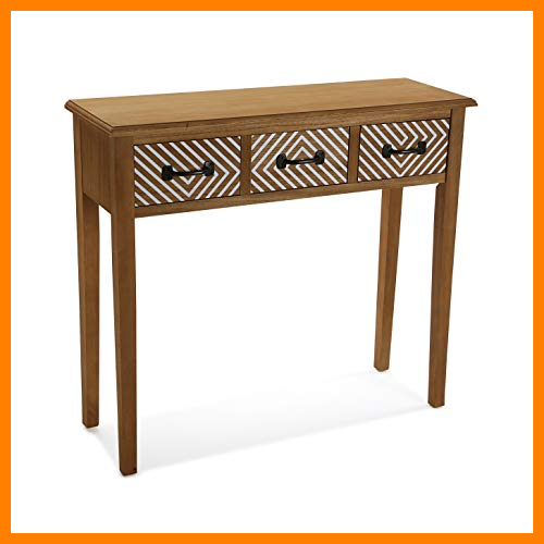 【 Mejor precio en oferta de 】✔️ Versa Severn Mueble Recibidor Estrecho para la Entrada o el Pasillo, Mesa Consola, con 3 cajones, Medidas (Al x L x An) 80 x 30 x 90,5 cm, Madera, Color Marrón