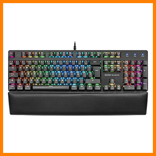 【 Mejor precio en oferta de 】✔️ Mars Gaming MK5, teclado mecánico switch rojo, RGB 16.8, software, reposamuñecas