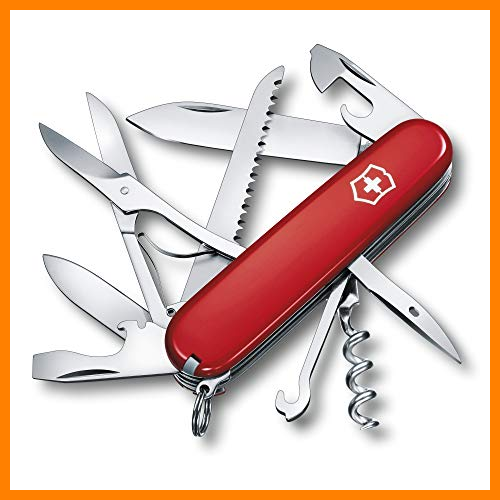 【 Mejor precio en oferta de 】✔️ Victorinox Huntsman Navaja con 15 funciones, incluyendo tijeras, sierra para madera y destornillador, color rojo