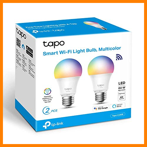 【 Mejor precio en oferta de 】✔️ TP-Link Tapo- Bombilla LED Inteligente, Bombilla WiFi, Multicolor, Regulable, E27, 8.7W 806lm, Compatible Alexa, Echo y Google Home, Tapo L530E(2-pack)