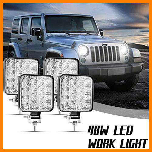 【 Mejor precio en oferta de 】✔️ Viugreum 48W Faros Led Tractor, Faro Trabajo LED Focos de Coche Square (Blanco frío 6500k) 12-24V D4mini IP67 Impermeable, Off-road Foco de Trabajo LED para ATV SUV MotoTractor(4 piezas）