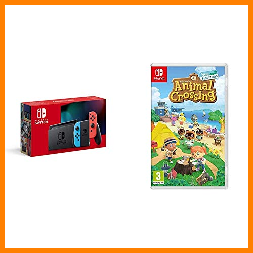 【 Mejor precio en oferta de 】✔️ Nintendo Switch - Consola Estándar, Color Azul Neón/Rojo Neón + Animal Crossing: New Horizons