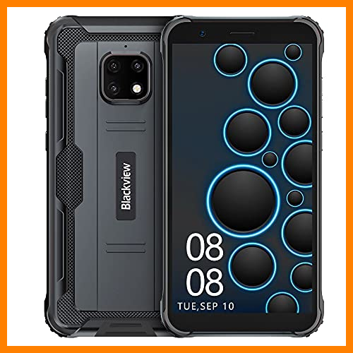 【 Mejor precio en oferta de 】✔️ Movil Resistentes, Blackview BV4900 Android 10 Impermeable Smartphone, 5.7" HD + Pantalla Teléfonos, Cámara de 8MP, 3GB + 32GB, 5580 mAh Batería, Dual SIM, GPS, NFC, Face ID - Negro