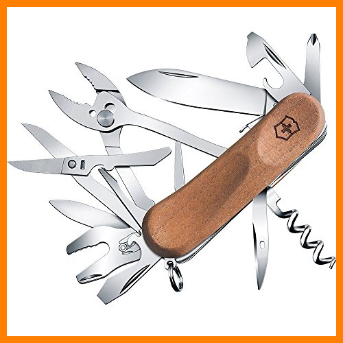 【 Mejor precio en oferta de 】✔️ Victorinox Evolution Wood S557 Navaja para madera con 19 funciones incluyendo hoja con bloqueo y agarre ergonómico