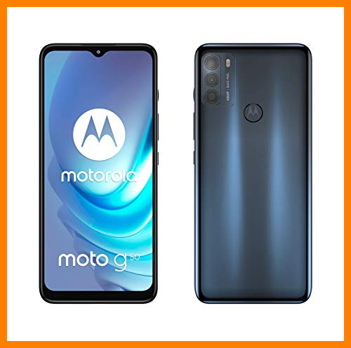 【 Mejor precio en oferta de 】✔️ Motorola Moto g50 (Pantalla de 6.5" Max Vision HD+, Qualcomm® Snapdragon™ 480 2.0 GHz octa-core, cámara triple de 48MP, batería de 5000 mAH, Dual SIM, 4/128GB, Android 11), Gris [Versión ES/PT]