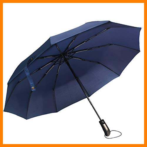 【 Mejor precio en oferta de 】✔️ Tinyuet Paraguas Plegable Automático Antiviento, 41 Inch 10 Esqueletos de Paraguas, Paraguas Negro Compacto Resistente al Viento, Paraguas de Viaje - Azul