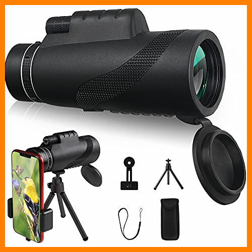 【 Mejor precio en oferta de 】✔️ Starscope - Telescopio monocular WIIBROOK 12x50 HD Starscope telescopio con soporte para smartphone y trípode impermeable para senderismo, viajes, juego de pelota
