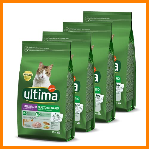 【 Mejor precio en oferta de 】✔️ Ultima Pienso para gatos esterilizados con problemas del tracto urinario: Pack de 4 x 1.5 kg - Total: 6 kg