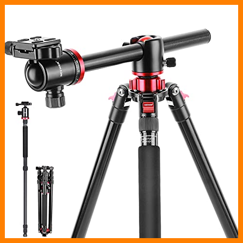 【 Mejor precio en oferta de 】✔️ Neewer 10089347 - Monopié Trípode de Cámara con Columna Central para Tiro Panorámico, Aleación de Aluminio 191cm, Negro y Rojo