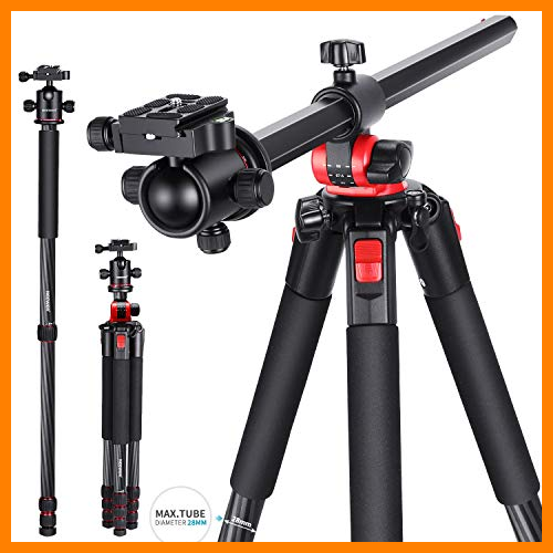 【 Mejor precio en oferta de 】✔️ Neewer Trípode Cámara Fibra Carbono Monopie con Columna Central Giratoria - Peso Ligero Portátil, 191 centímetros, Cabeza Bola 360 Grados para Cámara hasta 12kg