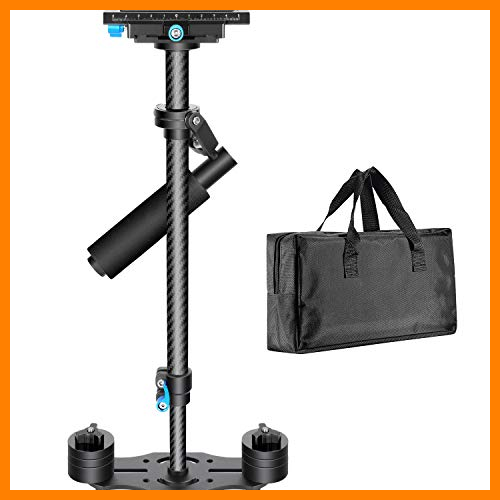 【 Mejor precio en oferta de 】✔️ Neewer Estabilizador de Mano de Fibra de Carbón 60cm con Tornillo Placa de Zapata Rápida de 1/4 3/8 Pulgada para Canon Nikon Sony y Otras Cámaras DSLR Vídeo DV hasta 3kg (Negro)