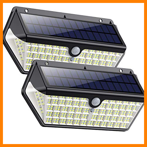 【 Mejor precio en oferta de 】✔️ SWEYE Luz Solar Exterior 266LED,【Nueva Versión-Super Brillante 2500lm/2200mAh】Lámpara Solar Jardín Impermeable IP65 con 3 Modos Inteligentes Focos Exterior Solares con Sensor de Movimiento 2-Paquete
