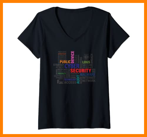 【 Mejor precio en oferta de 】✔️ Mujer Divertidos Hackers Ciberseguridad Términos Camiseta Cuello V