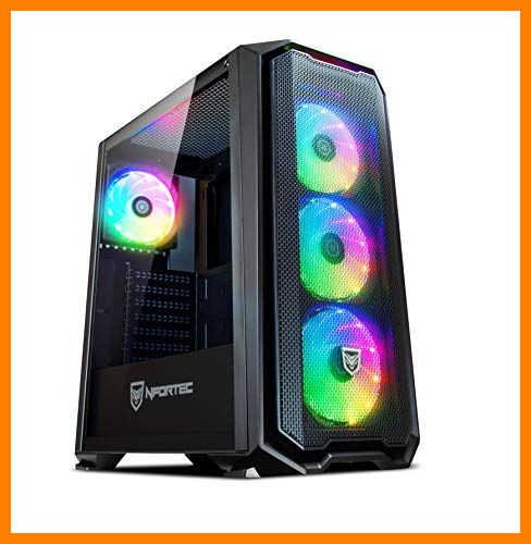 【 Mejor precio en oferta de 】✔️ Torre Gaming Nfortec Krater para PC con Cristal Templado y 4 Ventiladores RGB de 120mm incluidos (compatible con placas base de Gigabyte, Asus y MSI) Color Negro