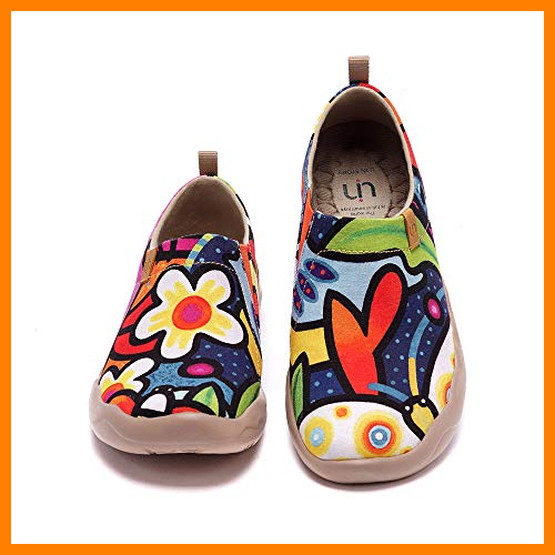 【 Mejor precio en oferta de 】✔️ UIN Zapatos Planos de Lona para Mujer Zapatillas Ligeras sin Cordones Caminar Arte Informal Zapatos de Viaje Pintados Jardín Secreto （40）